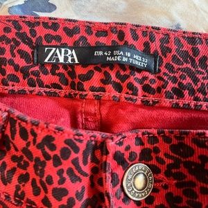 Cheetah leopard print red skinny jeans red